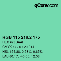 カラーコード: RGB 115 218.2 175 | qconv.com