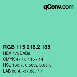 カラーコード: RGB 115 218.2 185 | qconv.com