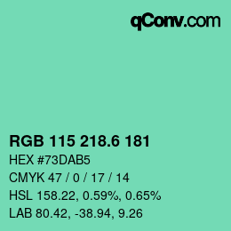 カラーコード: RGB 115 218.6 181 | qconv.com