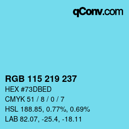 Color code: RGB 115 219 237 | qconv.com