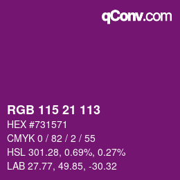 Color code: RGB 115 21 113 | qconv.com