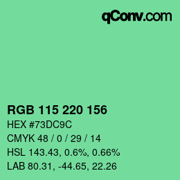 Color code: RGB 115 220 156 | qconv.com