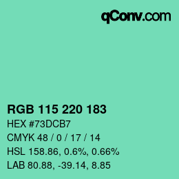 Color code: RGB 115 220 183 | qconv.com