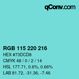 Color code: RGB 115 220 216 | qconv.com