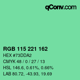 Color code: RGB 115 221 162 | qconv.com