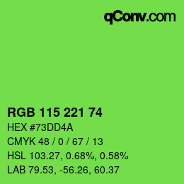 カラーコード: RGB 115 221 74 | qconv.com