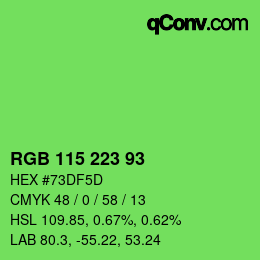 Code couleur: RGB 115 223 93 | qconv.com