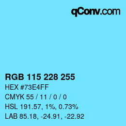 Color code: RGB 115 228 255 | qconv.com