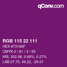 颜色代码: RGB 115 22 111 | qconv.com