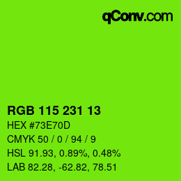颜色代码: RGB 115 231 13 | qconv.com