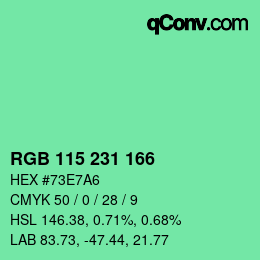 カラーコード: RGB 115 231 166 | qconv.com