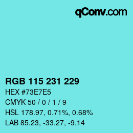 カラーコード: RGB 115 231 229 | qconv.com