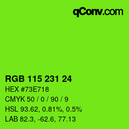 颜色代码: RGB 115 231 24 | qconv.com