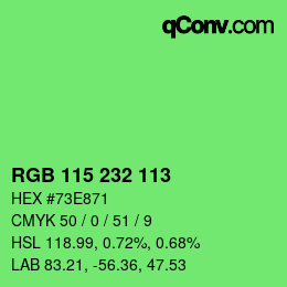 Color code: RGB 115 232 113 | qconv.com