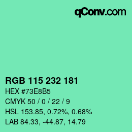 Color code: RGB 115 232 181 | qconv.com