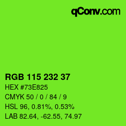 Color code: RGB 115 232 37 | qconv.com