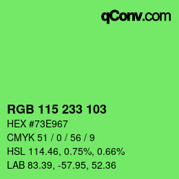 Color code: RGB 115 233 103 | qconv.com