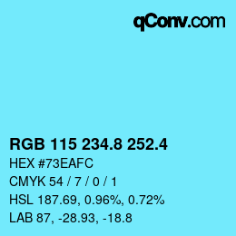 カラーコード: RGB 115 234.8 252.4 | qconv.com