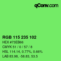 颜色代码: RGB 115 235 102 | qconv.com