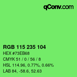 Color code: RGB 115 235 104 | qconv.com