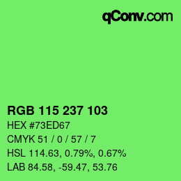 Color code: RGB 115 237 103 | qconv.com