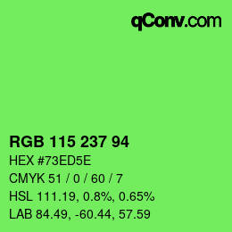 Color code: RGB 115 237 94 | qconv.com