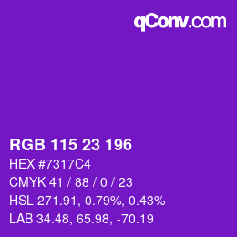 Color code: RGB 115 23 196 | qconv.com