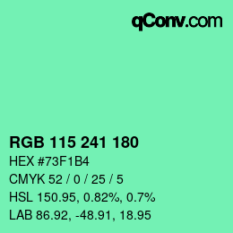 Código de color: RGB 115 241 180 | qconv.com