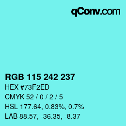 Color code: RGB 115 242 237 | qconv.com