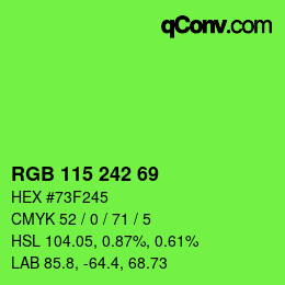 Color code: RGB 115 242 69 | qconv.com