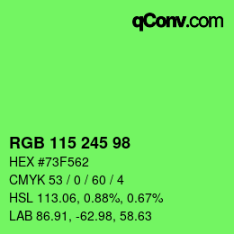 Color code: RGB 115 245 98 | qconv.com