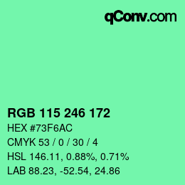 Color code: RGB 115 246 172 | qconv.com