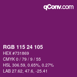 カラーコード: RGB 115 24 105 | qconv.com