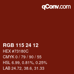 Color code: RGB 115 24 12 | qconv.com