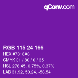 カラーコード: RGB 115 24 166 | qconv.com