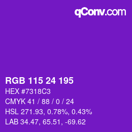 Color code: RGB 115 24 195 | qconv.com