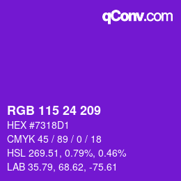 カラーコード: RGB 115 24 209 | qconv.com