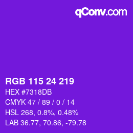 Color code: RGB 115 24 219 | qconv.com