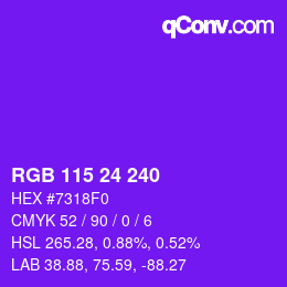 Color code: RGB 115 24 240 | qconv.com