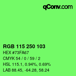 Color code: RGB 115 250 103 | qconv.com