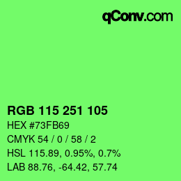 Color code: RGB 115 251 105 | qconv.com