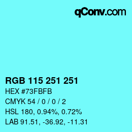 Color code: RGB 115 251 251 | qconv.com