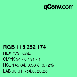Color code: RGB 115 252 174 | qconv.com