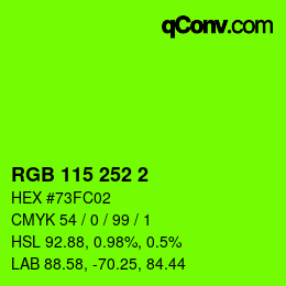 カラーコード: RGB 115 252 2 | qconv.com