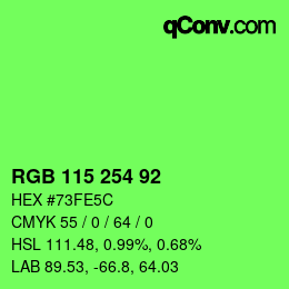 カラーコード: RGB 115 254 92 | qconv.com