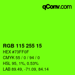 Color code: RGB 115 255 15 | qconv.com