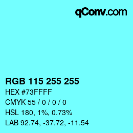 Color code: RGB 115 255 255 | qconv.com