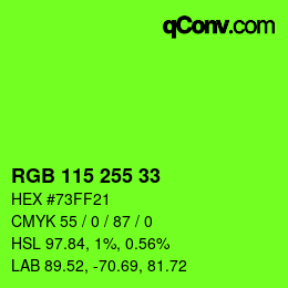 カラーコード: RGB 115 255 33 | qconv.com