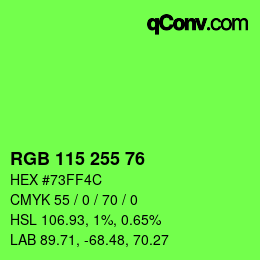 Color code: RGB 115 255 76 | qconv.com