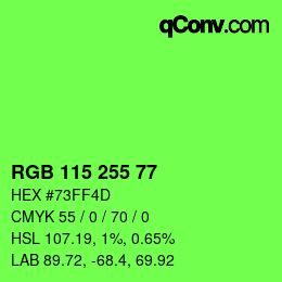 Color code: RGB 115 255 77 | qconv.com